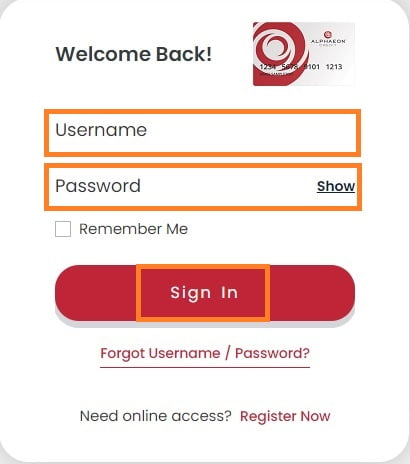 Alphaeon Credit Card Login