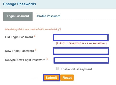 Change Login Password in SBI Internet Banking